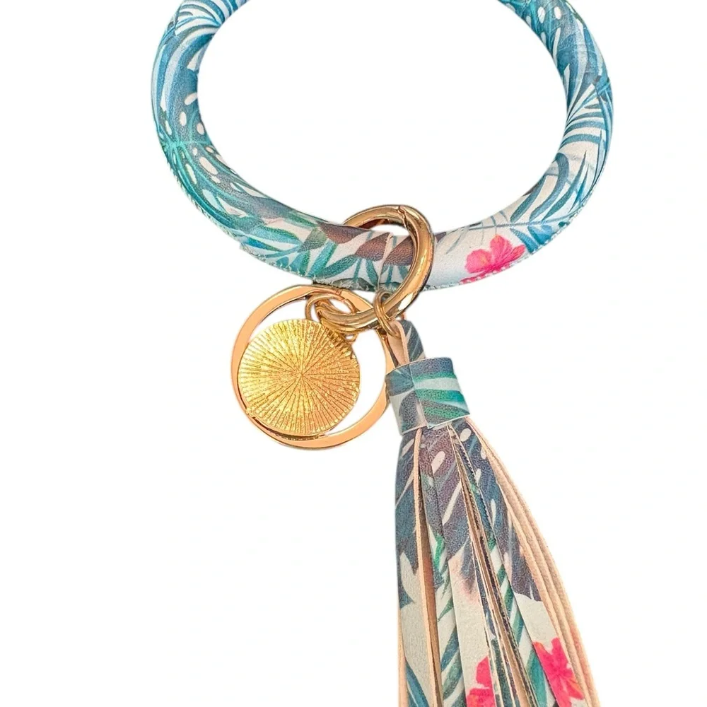 Floral Keychain Bracelet with Tassel‎